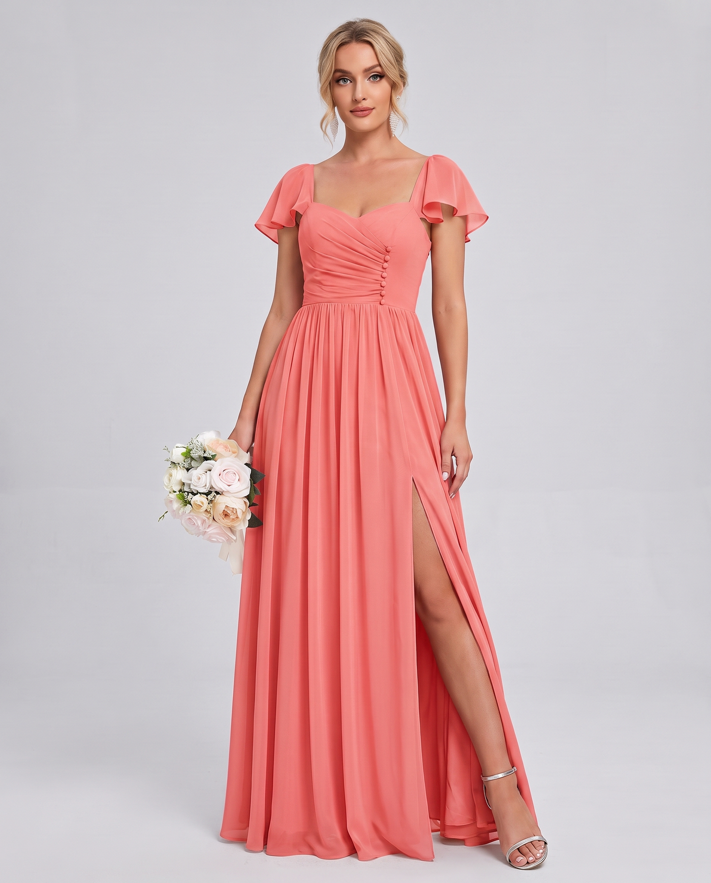 Chiffon Ruched Maxi Dress