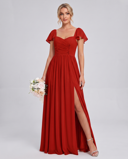 Chiffon Ruched Maxi Dress
