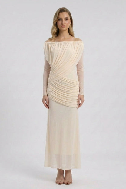 Ruched Long Sleeve Maxi Dress
