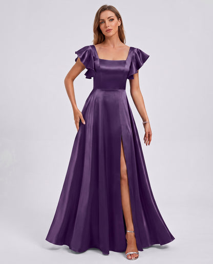 Satin Square Neck Maxi Dress