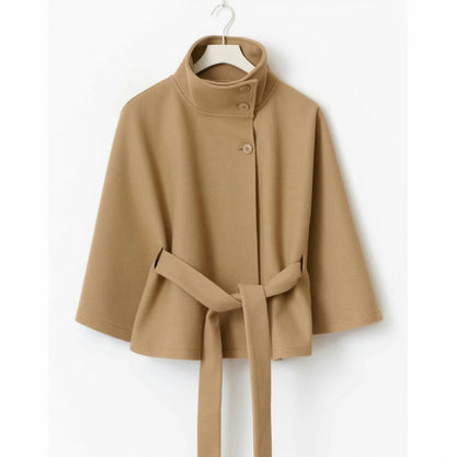 Wool High Neck Wrap Coat