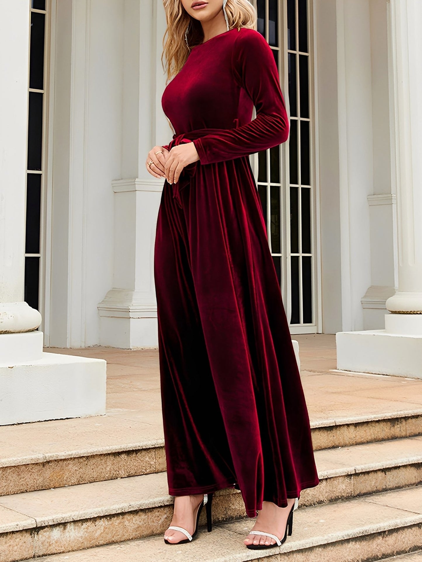 Velvet Long Sleeve Maxi Dress