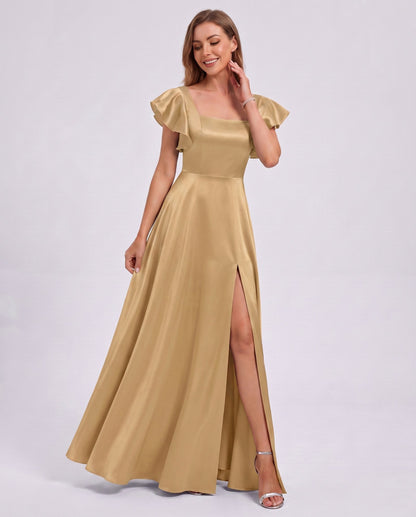 Satin Square Neck Maxi Dress