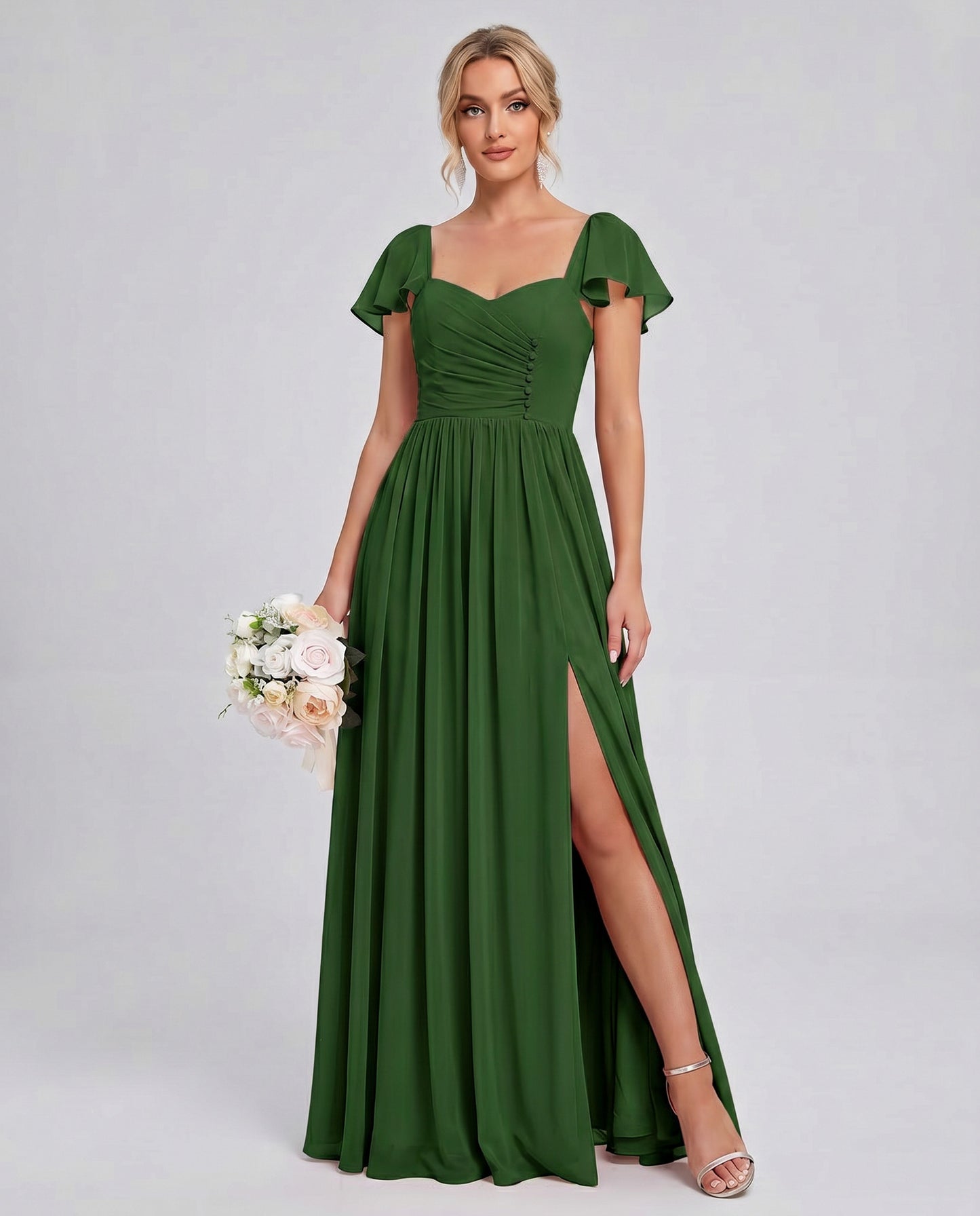 Chiffon Ruched Maxi Dress