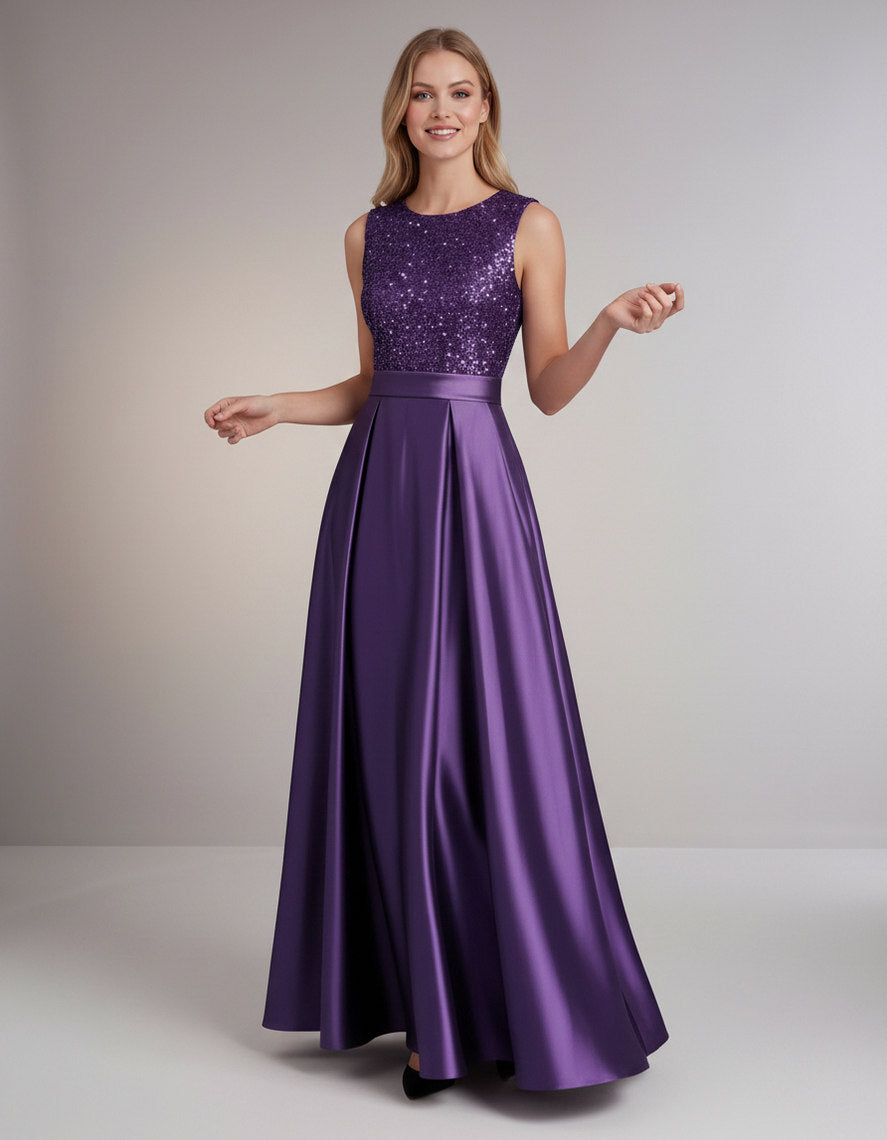 Sequin Pleated Ball Gown