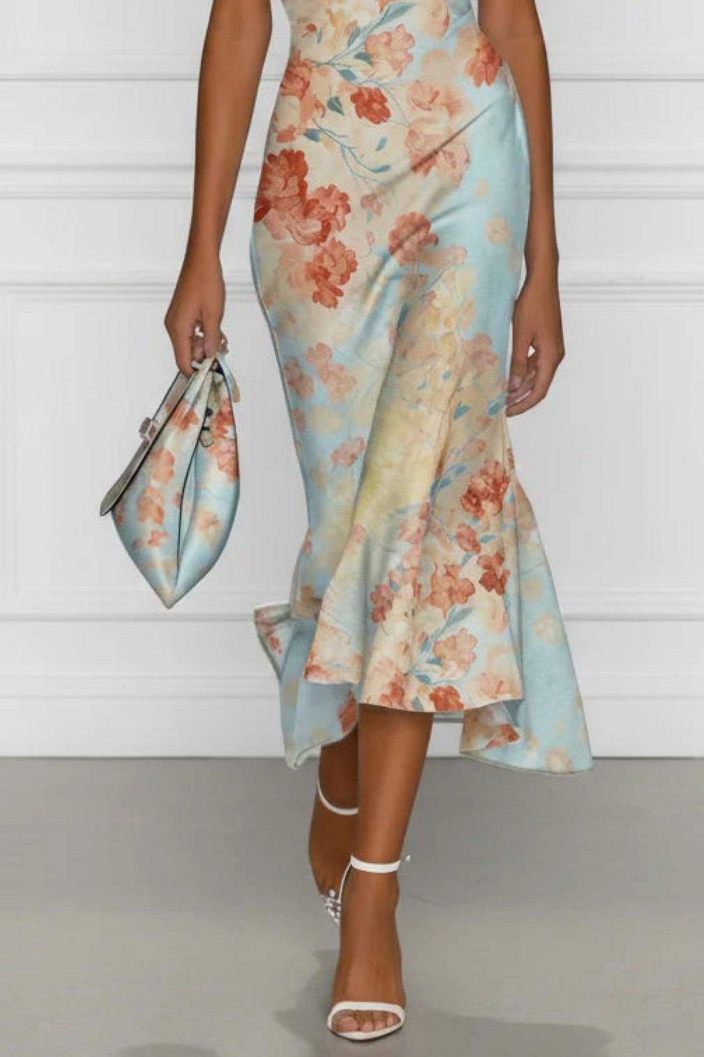 Floral Off Shoulder Midi Dress