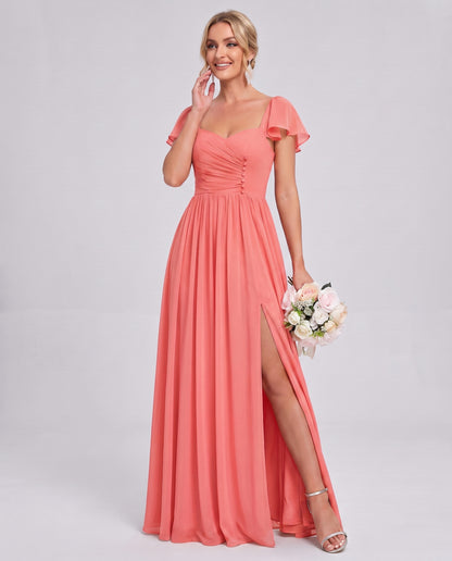Chiffon Ruched Maxi Dress