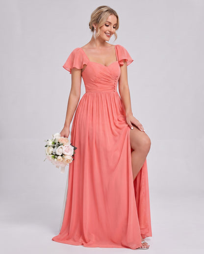 Chiffon Ruched Maxi Dress
