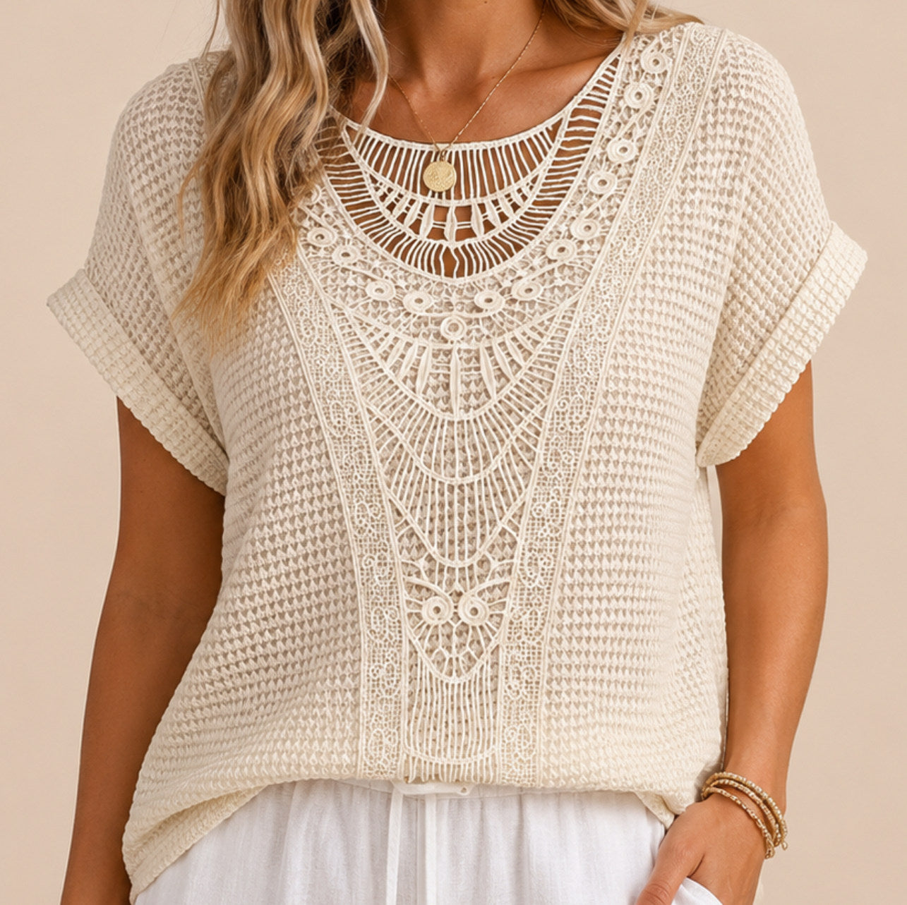 Relaxed Crochet Knit Top