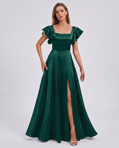 Satin Square Neck Maxi Dress