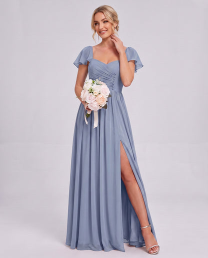 Chiffon Ruched Maxi Dress