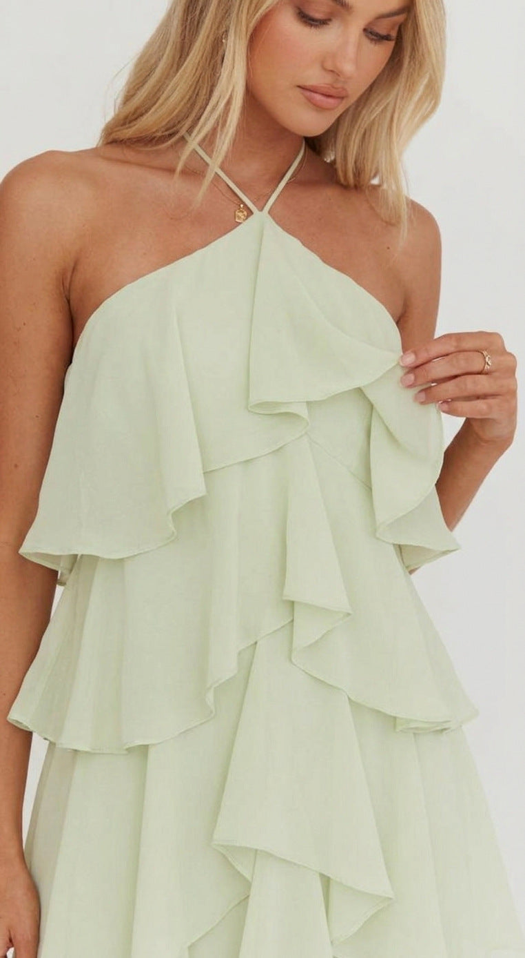Tiered Ruffle Halter Maxi Dress