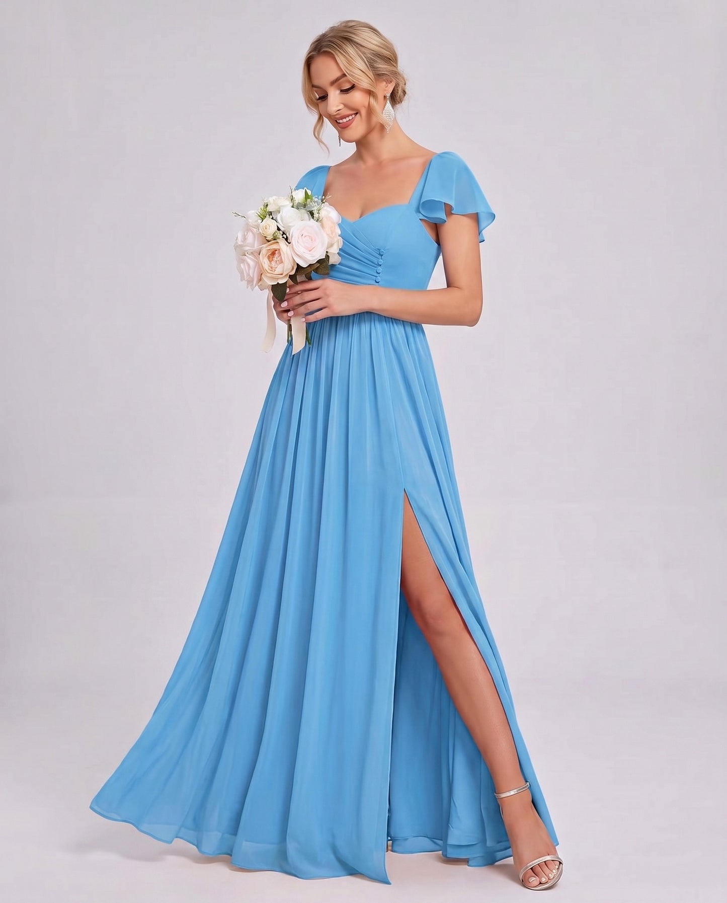 Chiffon Ruched Maxi Dress
