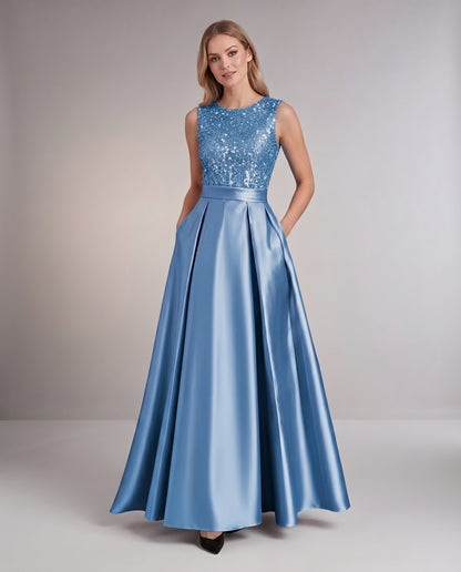 Sequin Pleated Ball Gown
