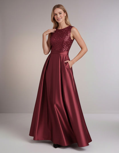 Sequin Pleated Ball Gown