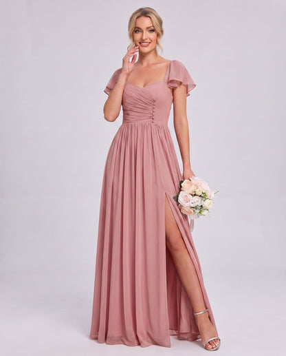 Chiffon Ruched Maxi Dress