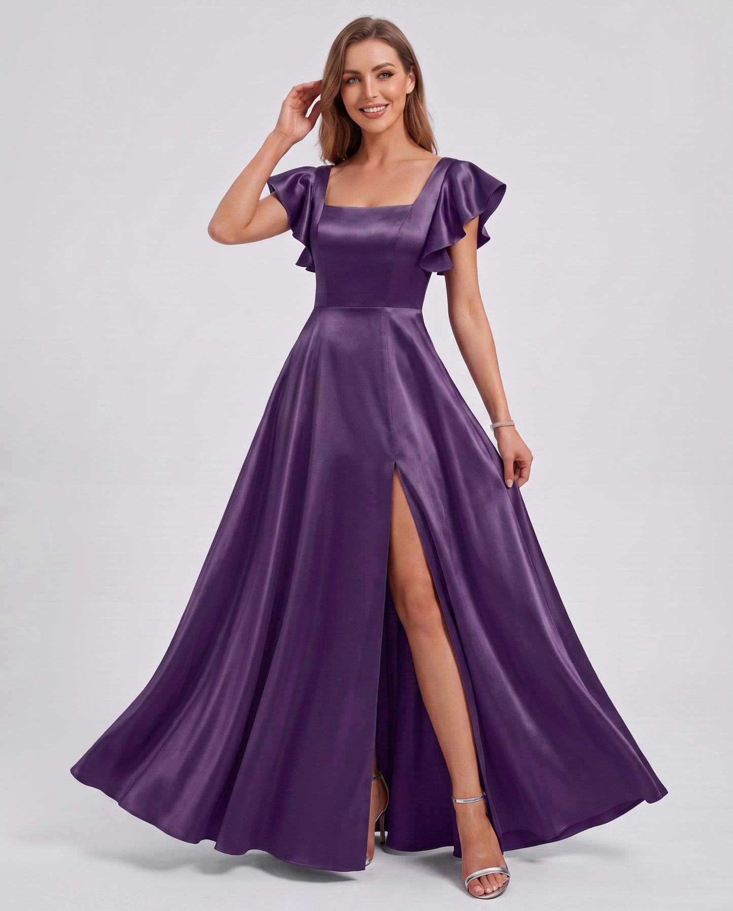 Satin Square Neck Maxi Dress