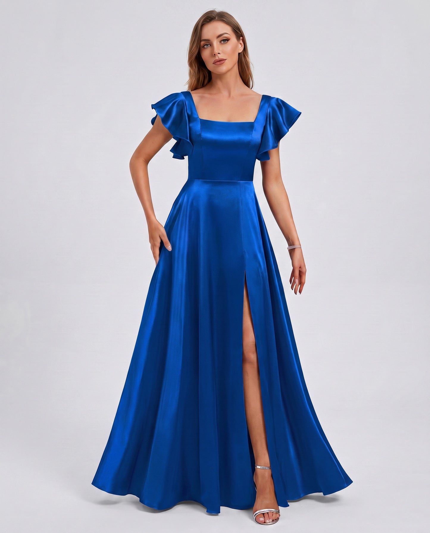 Satin Square Neck Maxi Dress
