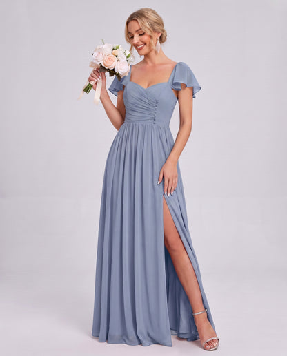 Chiffon Ruched Maxi Dress
