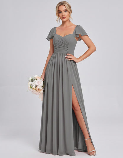 Chiffon Ruched Maxi Dress