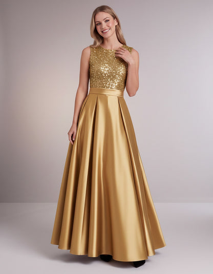 Sequin Pleated Ball Gown