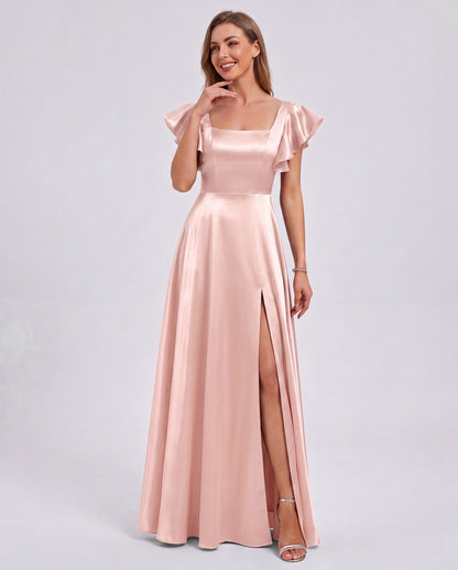 Satin Square Neck Maxi Dress