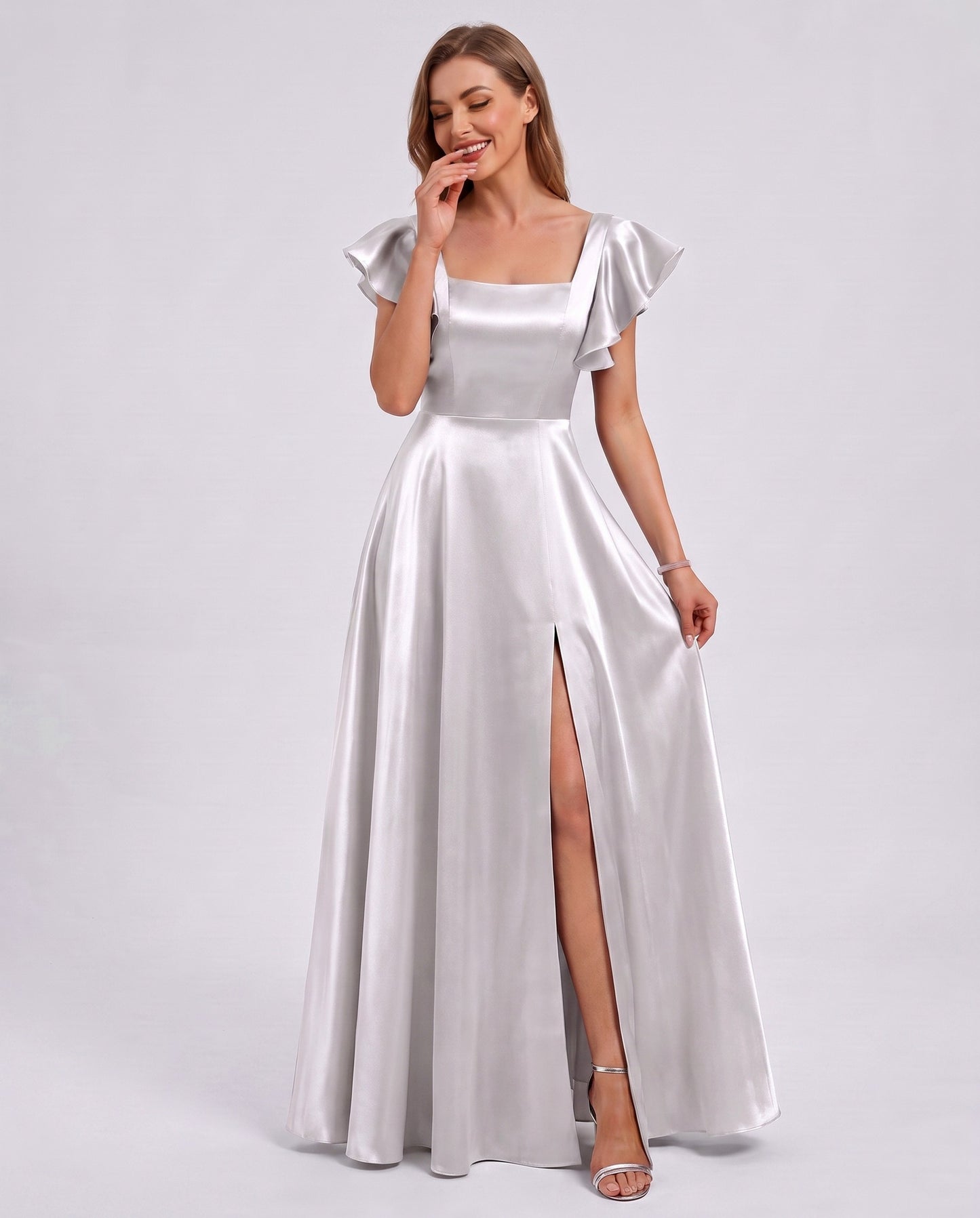 Satin Square Neck Maxi Dress
