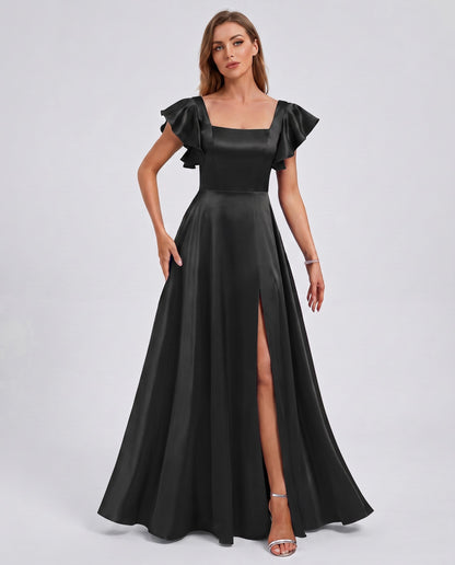 Satin Square Neck Maxi Dress