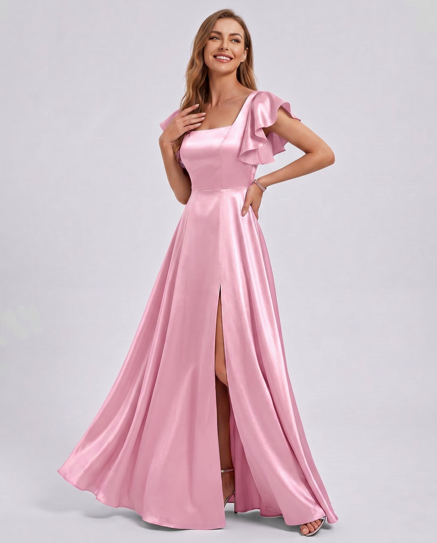 Satin Square Neck Maxi Dress