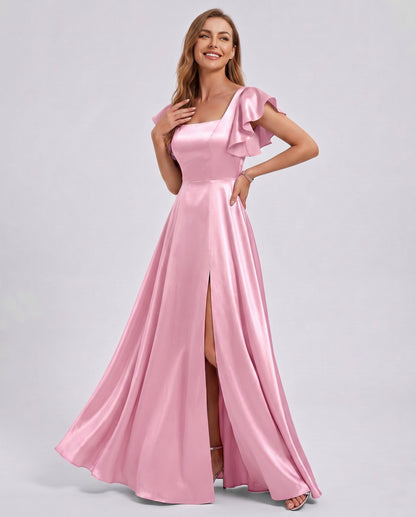 Satin Square Neck Maxi Dress
