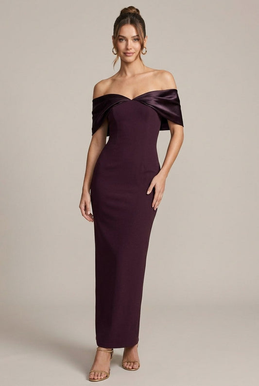 Off Shoulder Fitted Maxi Dress