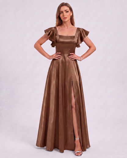 Satin Square Neck Maxi Dress
