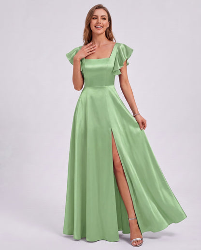 Satin Square Neck Maxi Dress