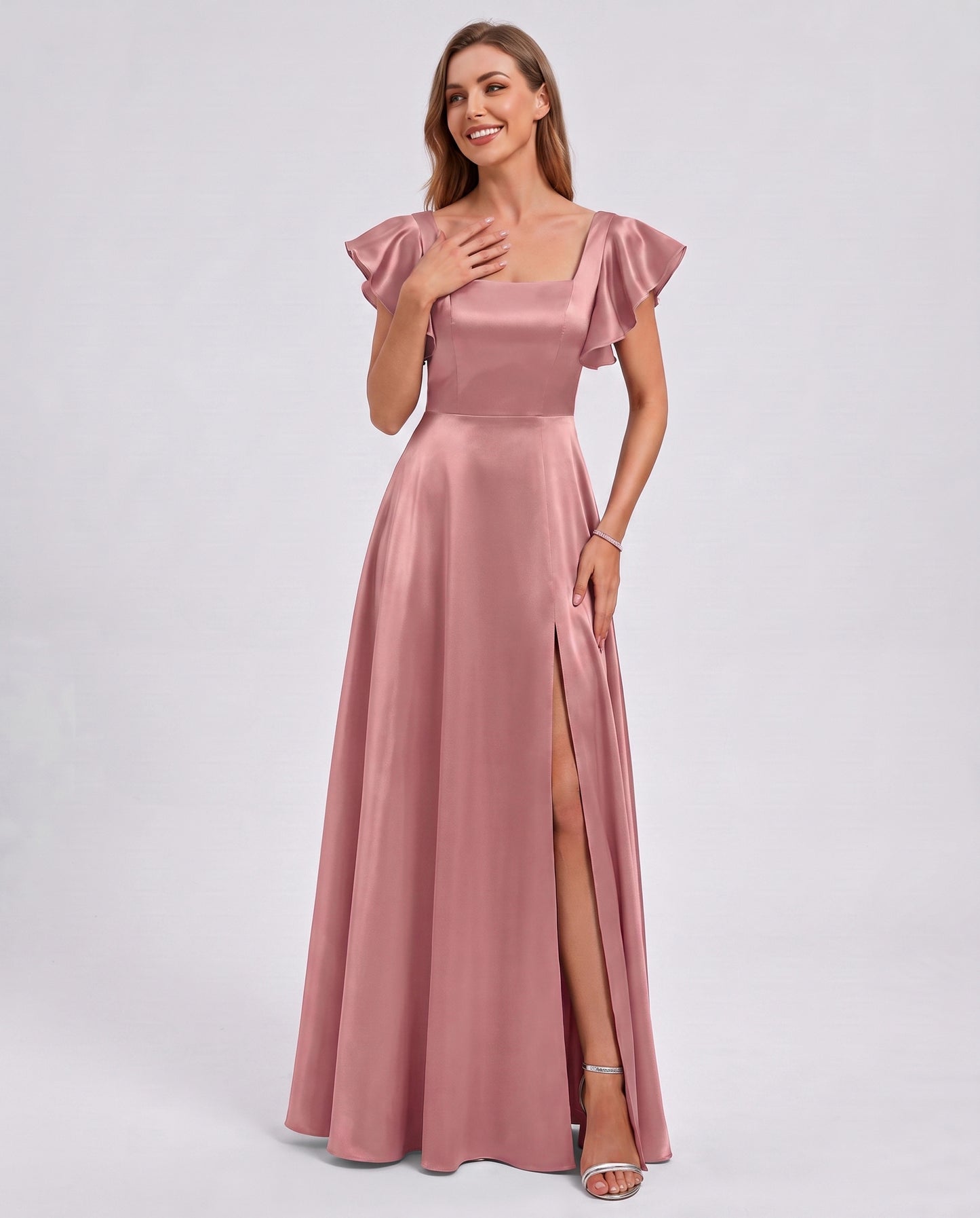 Satin Square Neck Maxi Dress