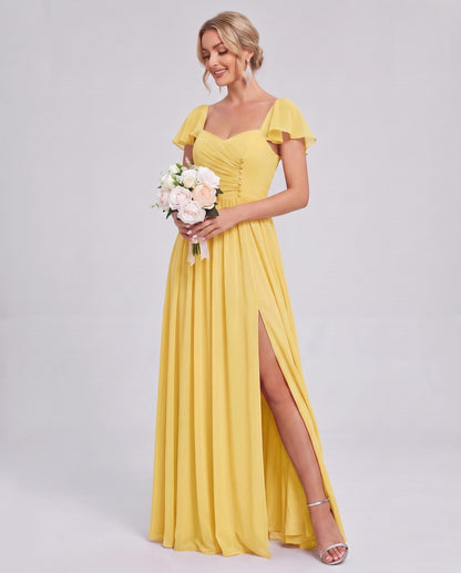Chiffon Ruched Maxi Dress