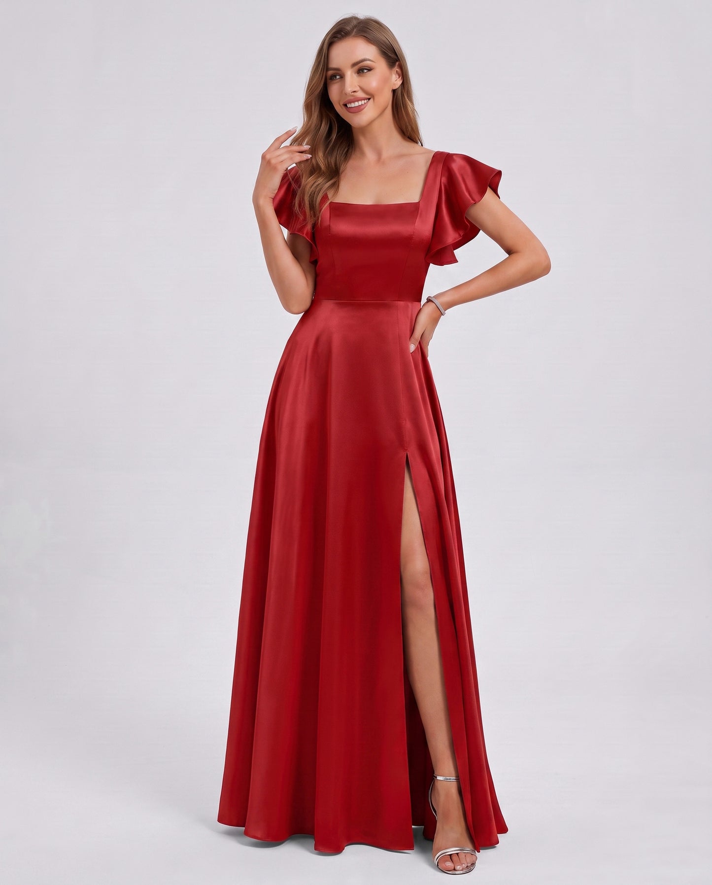 Satin Square Neck Maxi Dress