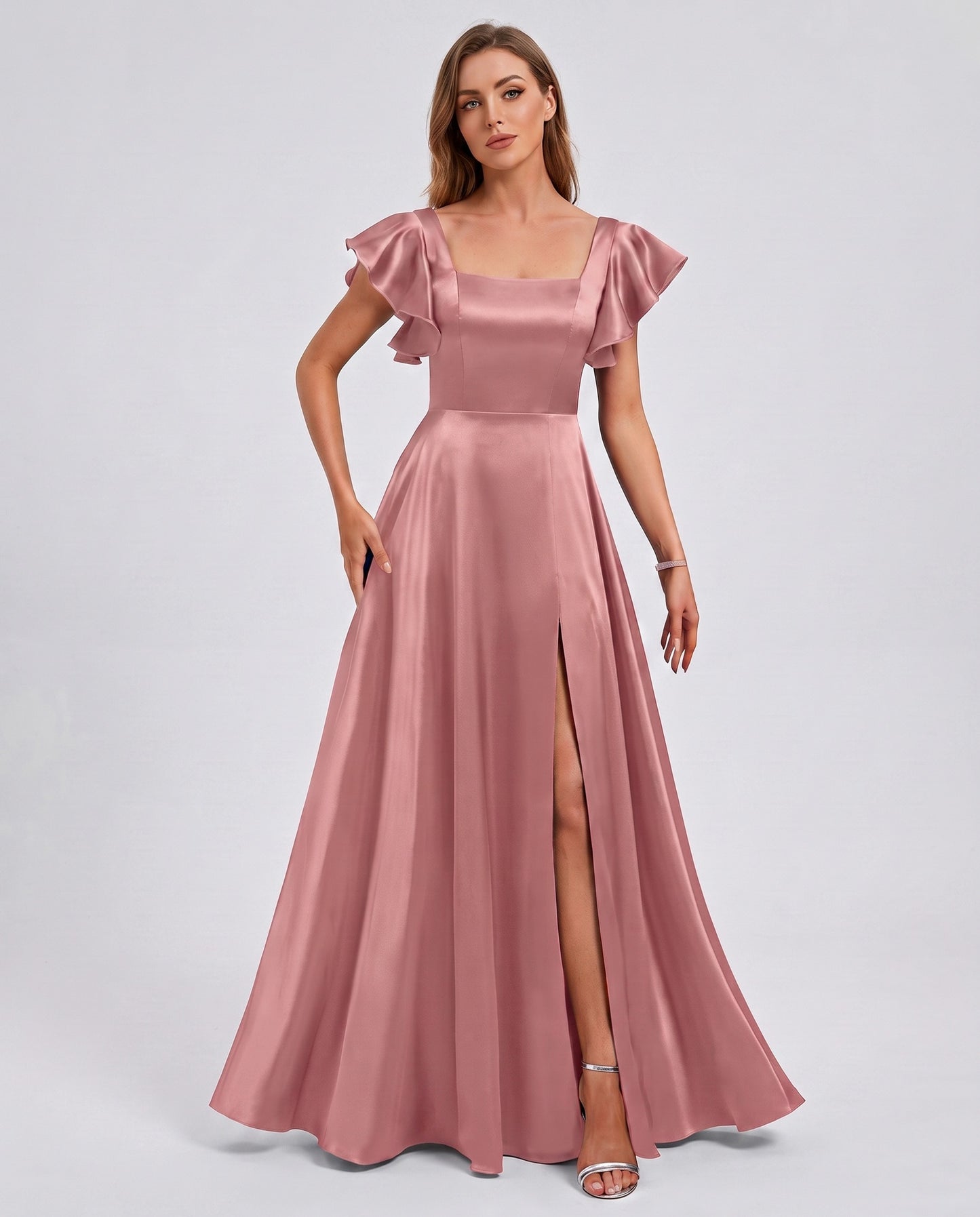 Satin Square Neck Maxi Dress