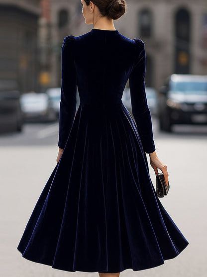 Velvet High Neck Midi Dress