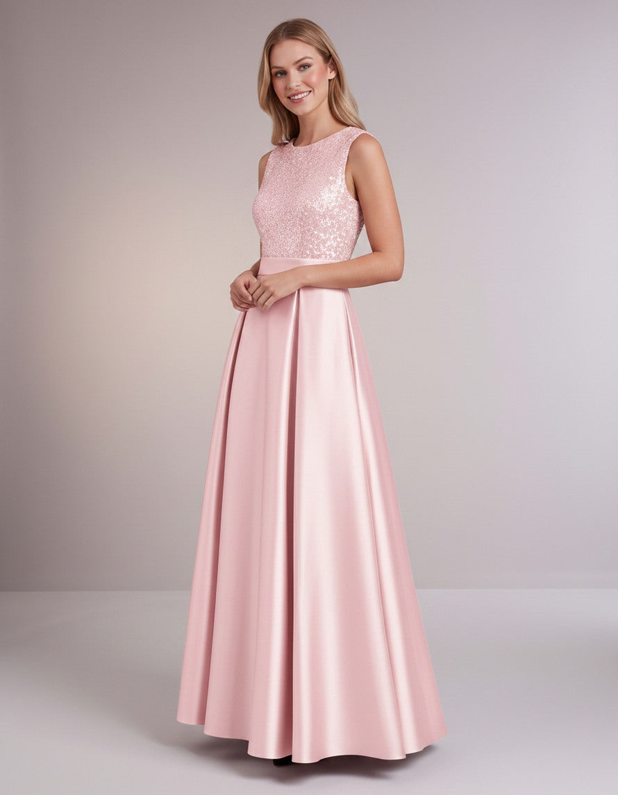 Sequin Pleated Ball Gown