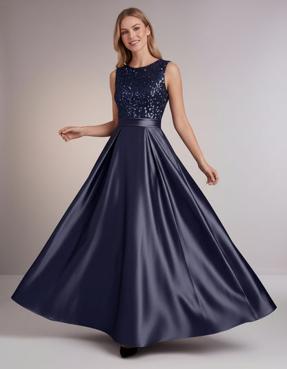 Sequin Pleated Ball Gown