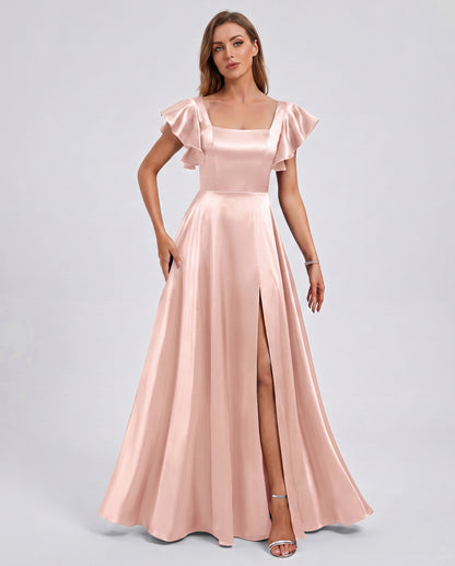 Satin Square Neck Maxi Dress