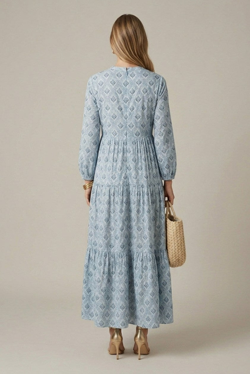 Geometric Print Tiered Maxi Dress
