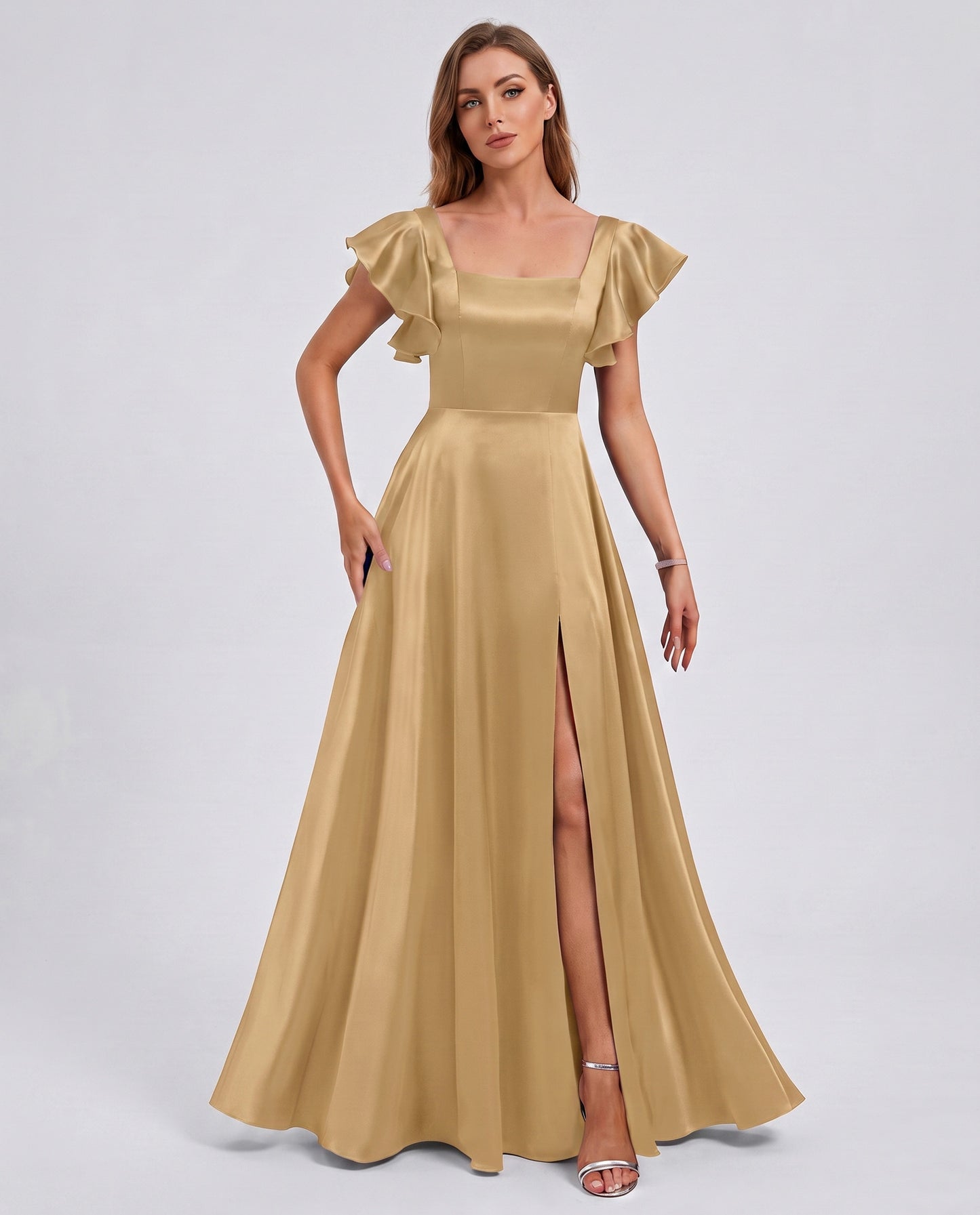 Satin Square Neck Maxi Dress