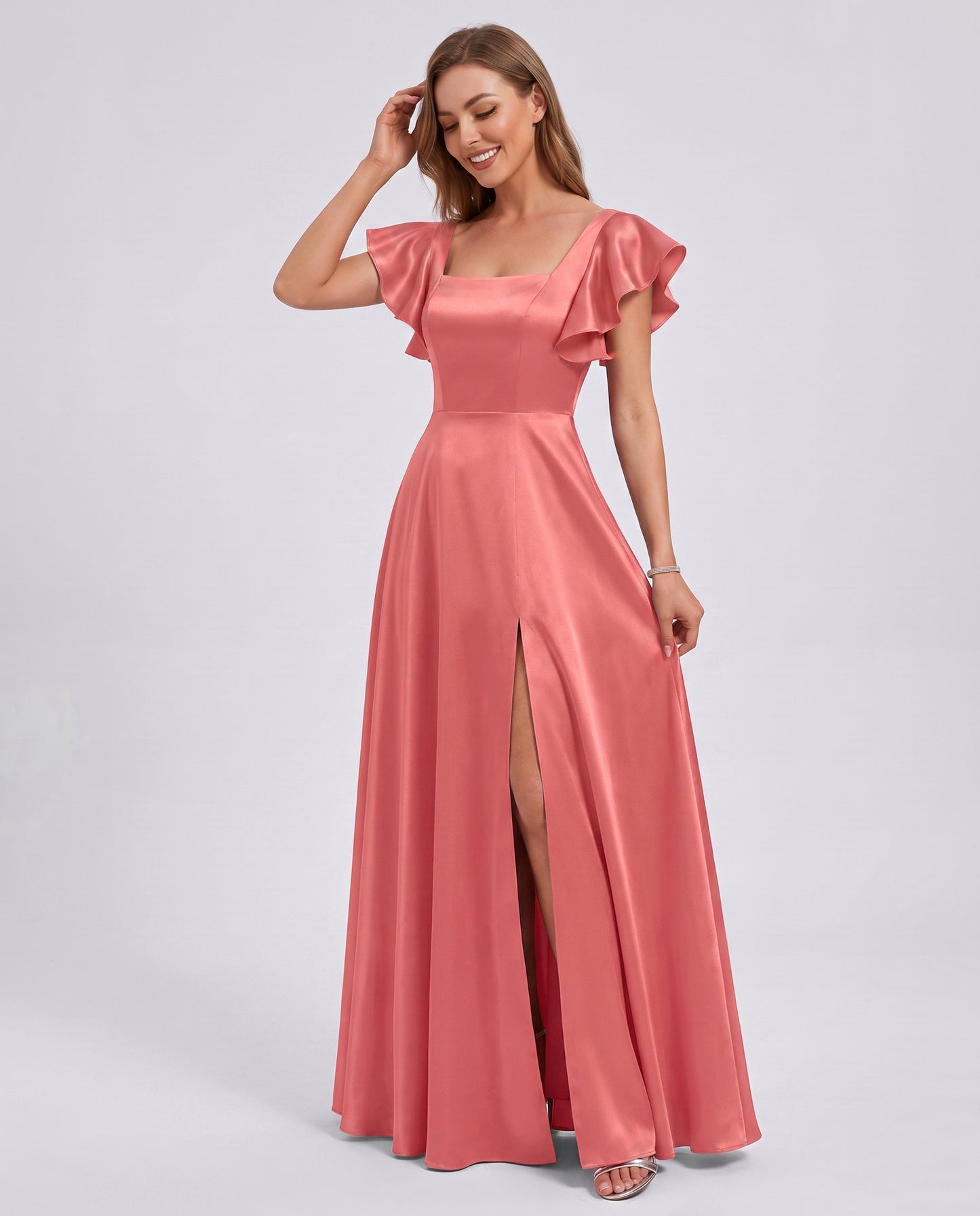 Satin Square Neck Maxi Dress