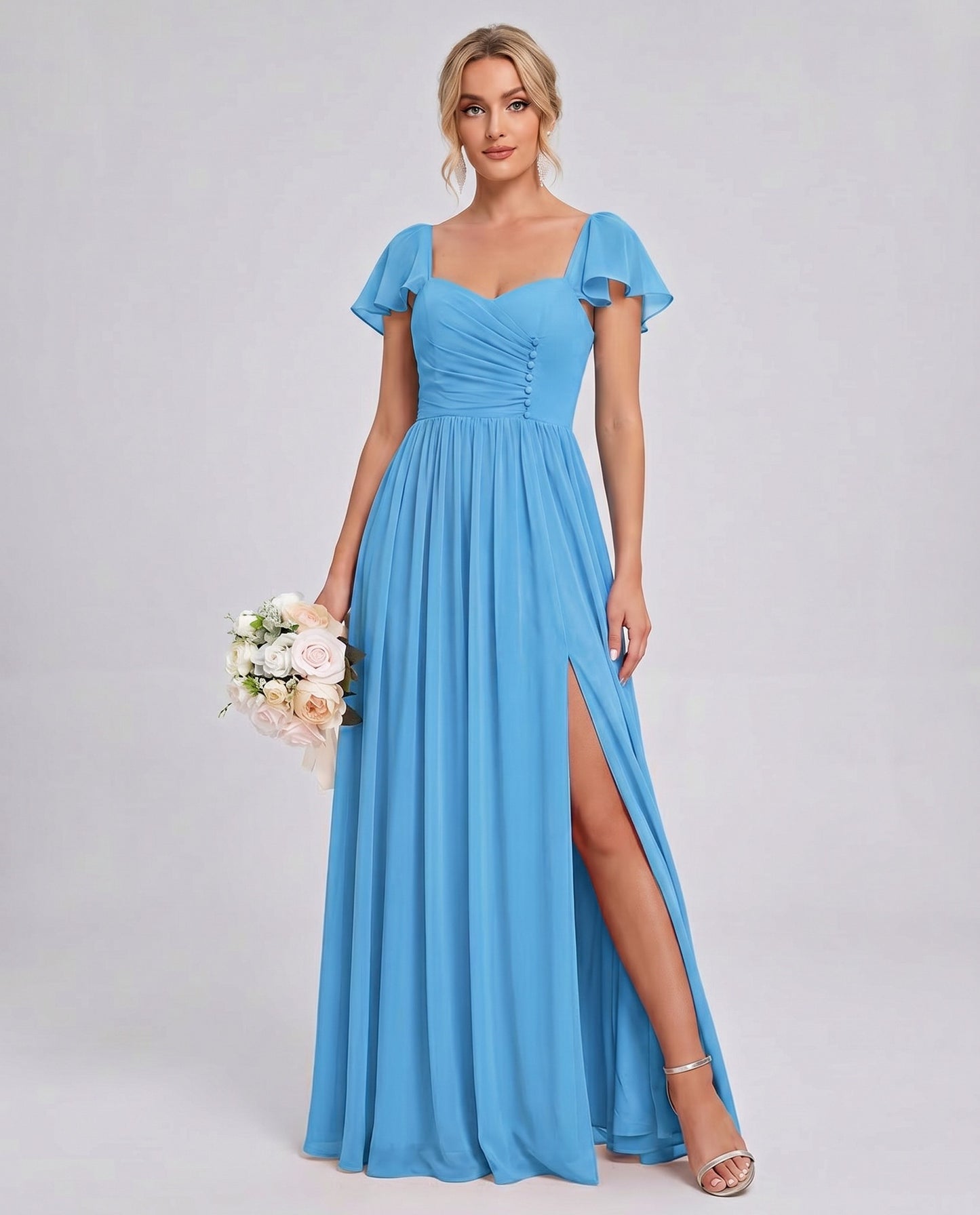 Chiffon Ruched Maxi Dress