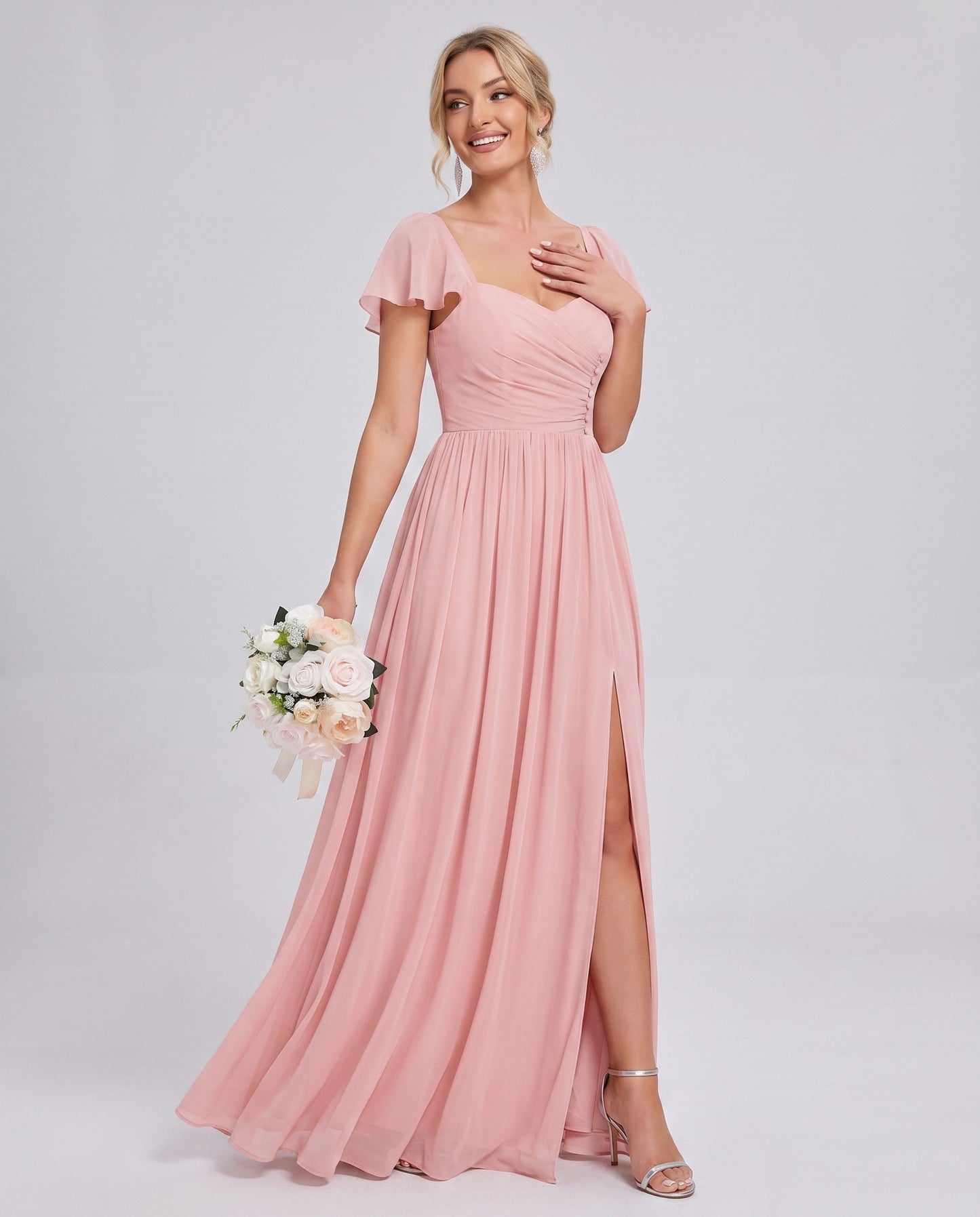 Chiffon Ruched Maxi Dress