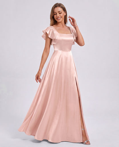 Satin Square Neck Maxi Dress
