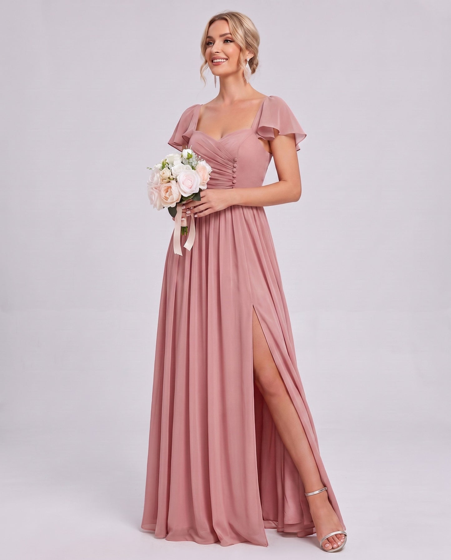 Chiffon Ruched Maxi Dress