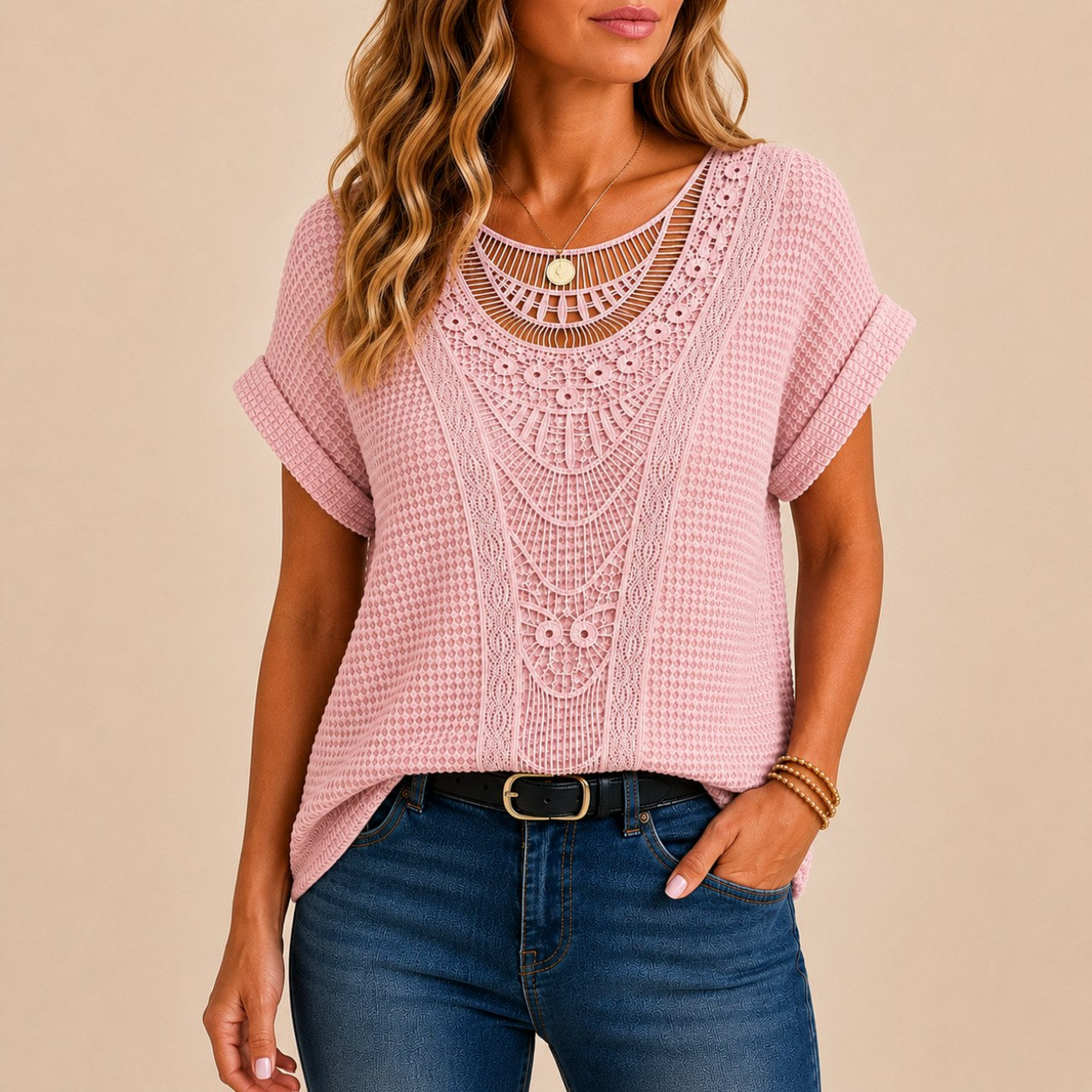 Relaxed Crochet Knit Top