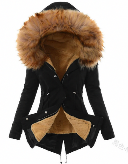 Hooded Faux Fur Trim Parka
